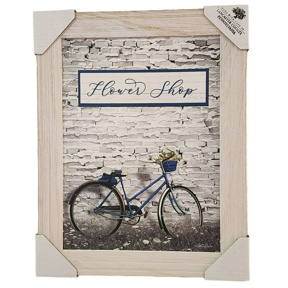 Flower Shop Bicycle Printed Framed Wall Art